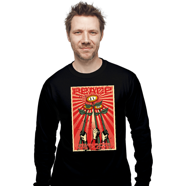 Shirts Long Sleeve Shirts, Unisex / Small / Black Superior Fire Flower