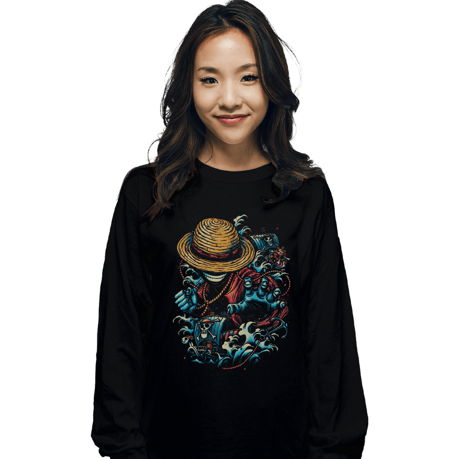 Shirts Long Sleeve Shirts, Unisex / Small / Black Colorful Pirate