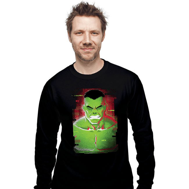 Shirts Long Sleeve Shirts, Unisex / Small / Black Glitch Hulk