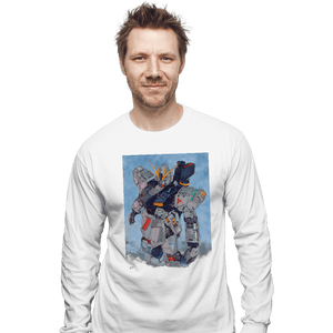 Secret_Shirts Long Sleeve Shirts, Unisex / Small / White Nu Gundam Watercolor