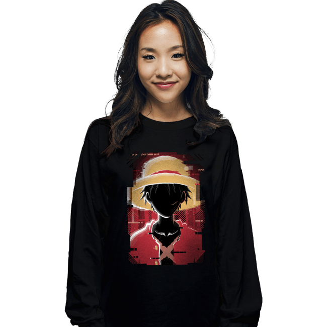 Shirts Long Sleeve Shirts, Unisex / Small / Black Glitch Luffy