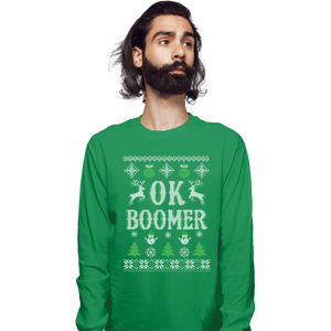 Shirts Long Sleeve Shirts, Unisex / Small / Irish Green OK Zoomer Ugly Christmas Sweater
