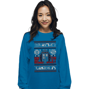 Shirts Long Sleeve Shirts, Unisex / Small / Sapphire Timey Wimey Christmas