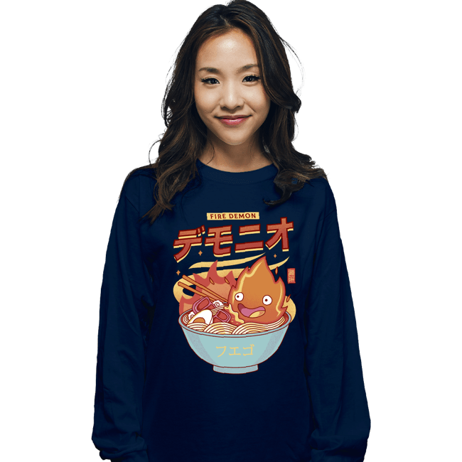 Secret_Shirts Long Sleeve Shirts, Unisex / Small / Navy The Fire Demon Ramen