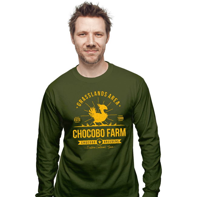 Shirts Long Sleeve Shirts, Unisex / Small / Military Green Chocobo Farm