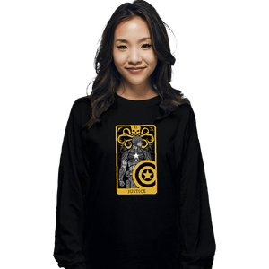 Shirts Long Sleeve Shirts, Unisex / Small / Black Tarot Justice