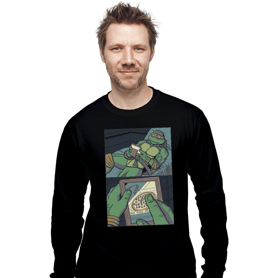 Shirts Long Sleeve Shirts, Unisex / Small / Black Longing For Pizza