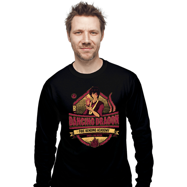 Daily_Deal_Shirts Long Sleeve Shirts, Unisex / Small / Black Dancing Dragon