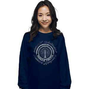 Shirts Long Sleeve Shirts, Unisex / Small / Navy Minas Tirith