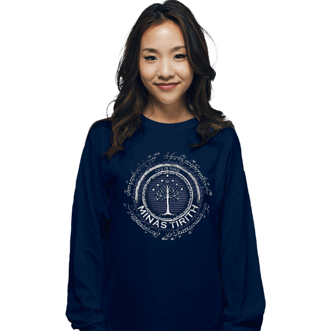 Shirts Long Sleeve Shirts, Unisex / Small / Navy Minas Tirith