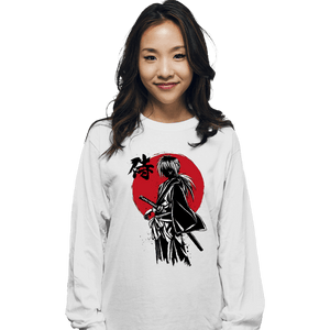 Daily_Deal_Shirts Long Sleeve Shirts, Unisex / Small / White Kenshin Sumi-e