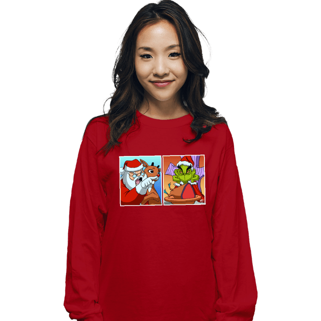 Daily_Deal_Shirts Long Sleeve Shirts, Unisex / Small / Red Santa Yelling At Grinch