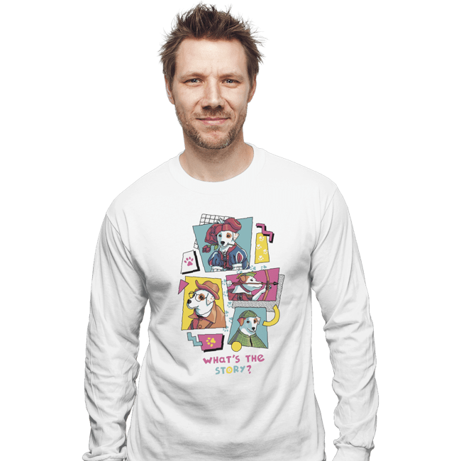 Shirts Long Sleeve Shirts, Unisex / Small / White What's The Story?