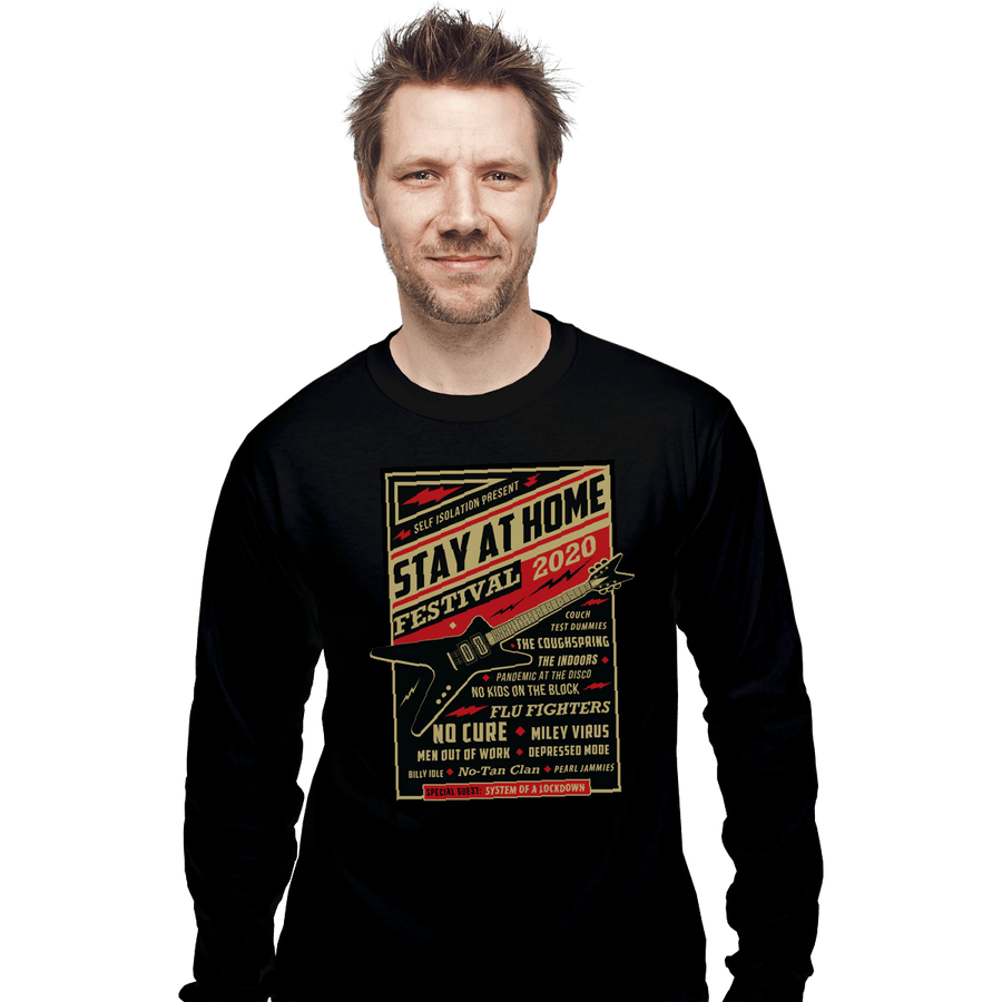 Shirts Long Sleeve Shirts, Unisex / Small / Black Stay At Home Festival