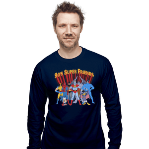 Shirts Long Sleeve Shirts, Unisex / Small / Navy 90s Super Friends