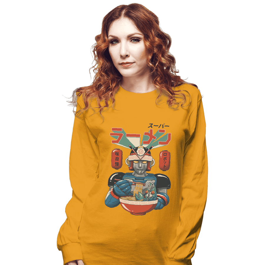 Shirts Long Sleeve Shirts, Unisex / Small / Gold Super Ramen Bot