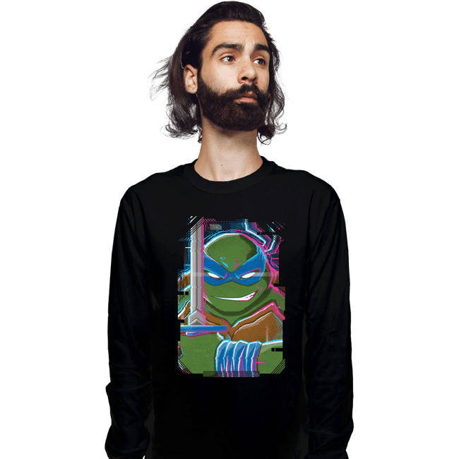 Daily_Deal_Shirts Long Sleeve Shirts, Unisex / Small / Black Glitch Leonardo