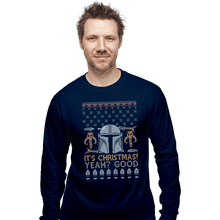 Load image into Gallery viewer, Shirts Long Sleeve Shirts, Unisex / Small / Navy Mandalorian Christmas
