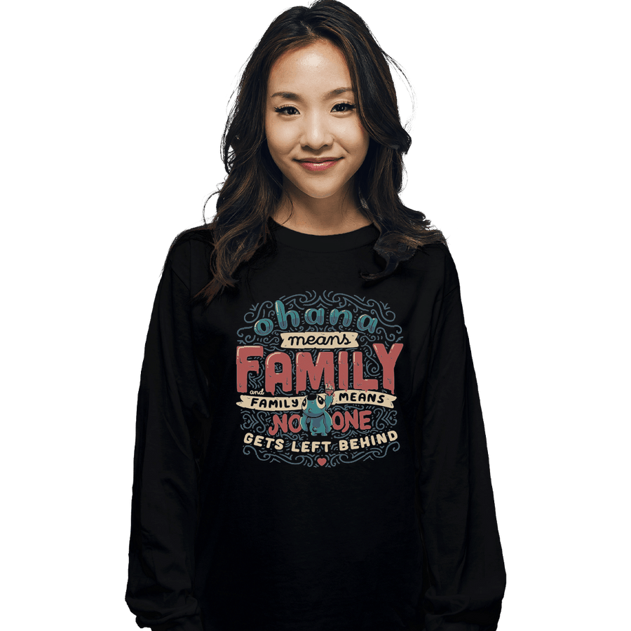 Shirts Long Sleeve Shirts, Unisex / Small / Black Ohana Means Family