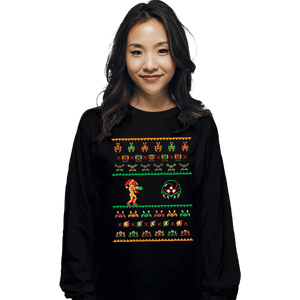 Shirts Long Sleeve Shirts, Unisex / Small / Black We Wish You A Metroid Christmas