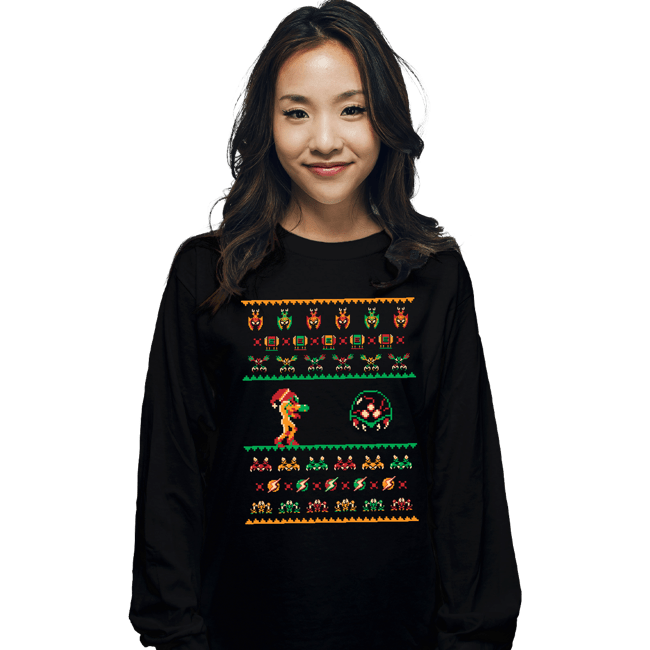 Shirts Long Sleeve Shirts, Unisex / Small / Black We Wish You A Metroid Christmas