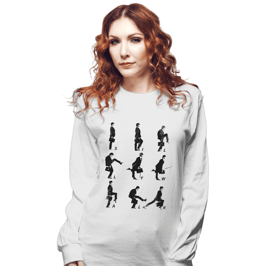 Shirts Long Sleeve Shirts, Unisex / Small / White Silly Walk
