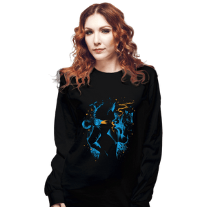 Daily_Deal_Shirts Long Sleeve Shirts, Unisex / Small / Black Swimming Bird