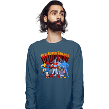 Load image into Gallery viewer, Secret_Shirts Long Sleeve Shirts, Unisex / Small / Indigo Blue 90&#39;s Super Friends
