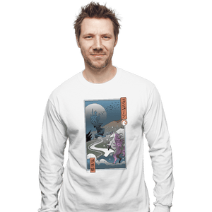 Daily_Deal_Shirts Long Sleeve Shirts, Unisex / Small / White Unicorn Ukiyo-e