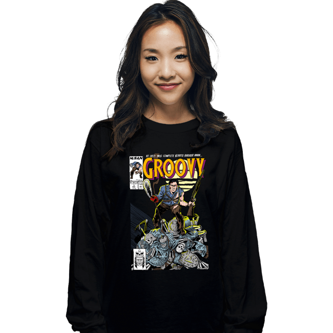 Secret_Shirts Long Sleeve Shirts, Unisex / Small / Black Groovy Comics