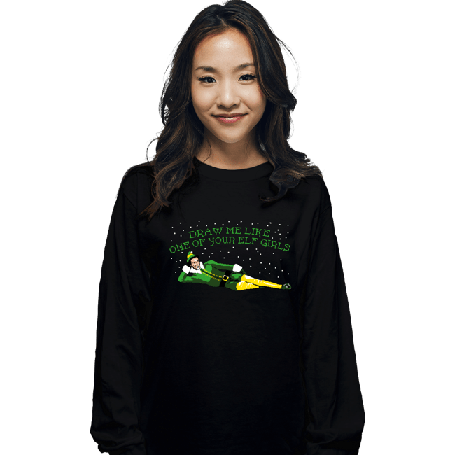 Daily_Deal_Shirts Long Sleeve Shirts, Unisex / Small / Black Elf Girls