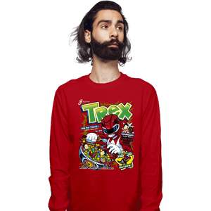 Daily_Deal_Shirts Long Sleeve Shirts, Unisex / Small / Red T-Rex Cereal