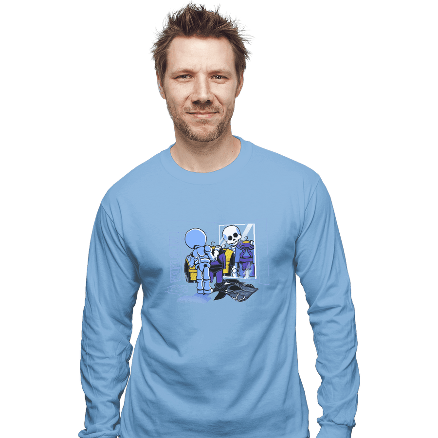 Shirts Long Sleeve Shirts, Unisex / Small / Powder Blue Skull Style