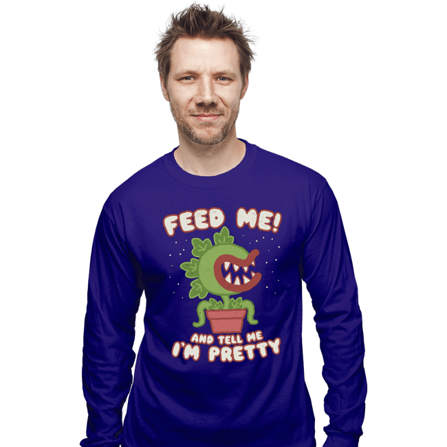 Daily_Deal_Shirts Long Sleeve Shirts, Unisex / Small / Violet Feed Me!!