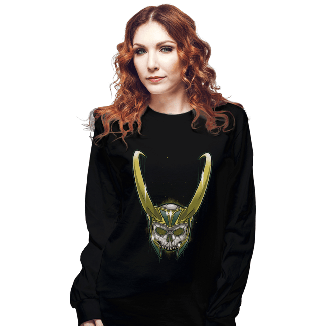 Shirts Long Sleeve Shirts, Unisex / Small / Black Loki Skull