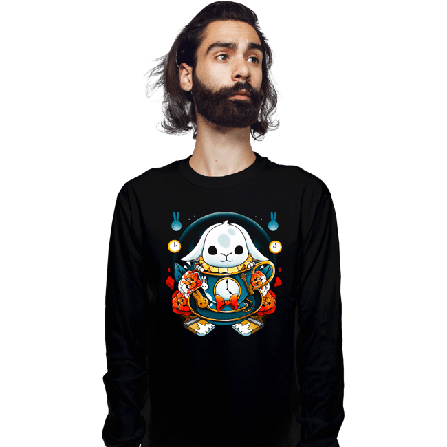 Daily_Deal_Shirts Long Sleeve Shirts, Unisex / Small / Black White Rabbit Mug