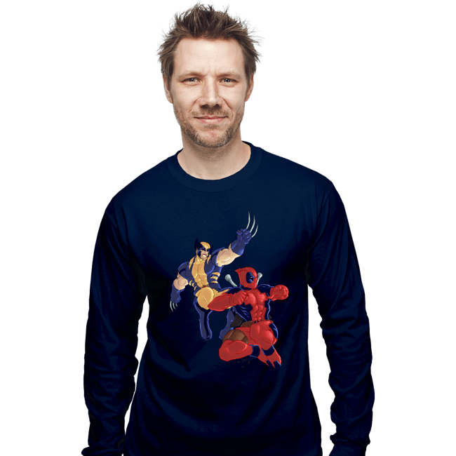 Secret_Shirts Long Sleeve Shirts, Unisex / Small / Navy Wolverine & Deadpool