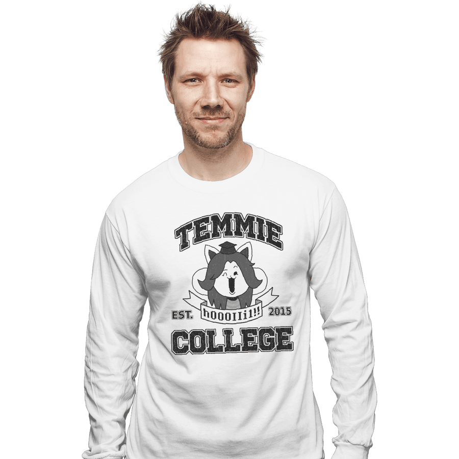 Shirts Long Sleeve Shirts, Unisex / Small / White Temmie College