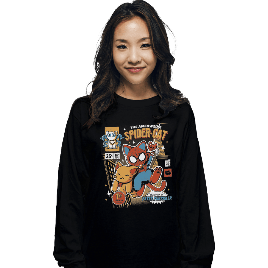 Shirts Long Sleeve Shirts, Unisex / Small / Black Spider-Cat
