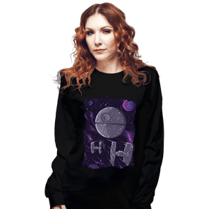 Daily_Deal_Shirts Long Sleeve Shirts, Unisex / Small / Black Pixel Death Star