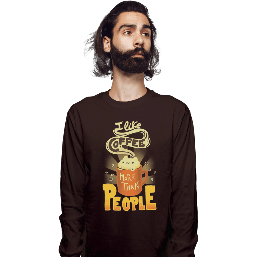 Shirts Long Sleeve Shirts, Unisex / Small / Dark Chocolate I Like Coffee