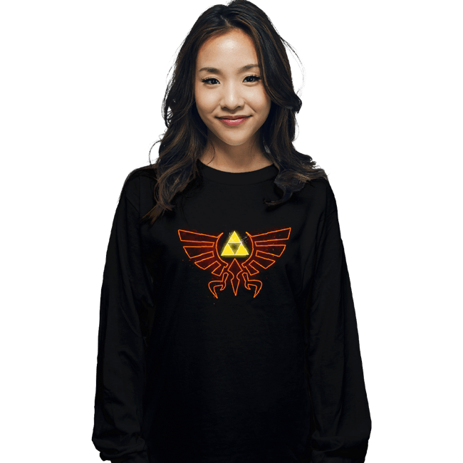 Shirts Long Sleeve Shirts, Unisex / Small / Black Hyrule Fire Crest