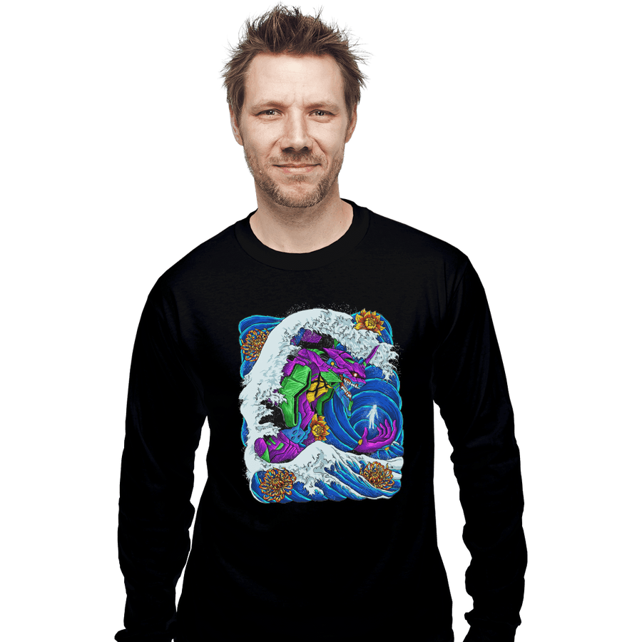 Shirts Long Sleeve Shirts, Unisex / Small / Black Eva-01 Wave