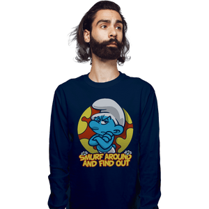 Secret_Shirts Long Sleeve Shirts, Unisex / Small / Navy Smurf Around