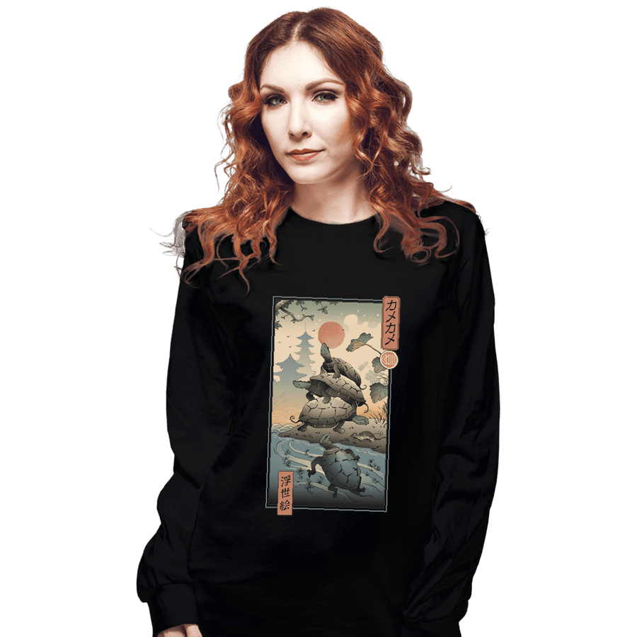 Shirts Long Sleeve Shirts, Unisex / Small / Black Kame Kame Ukiyo-e