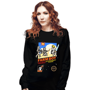 Daily_Deal_Shirts Long Sleeve Shirts, Unisex / Small / Black 8 Bit Farm Boy