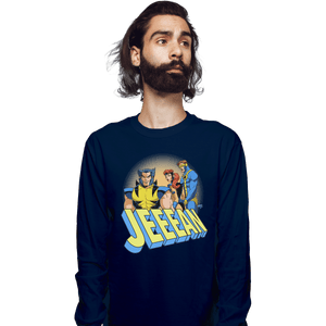 Shirts Long Sleeve Shirts, Unisex / Small / Navy Distracted Jeeean