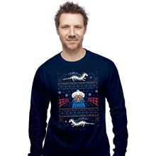 Load image into Gallery viewer, Shirts Long Sleeve Shirts, Unisex / Small / Navy Magical Japanese Folk Christmas Sweaters
