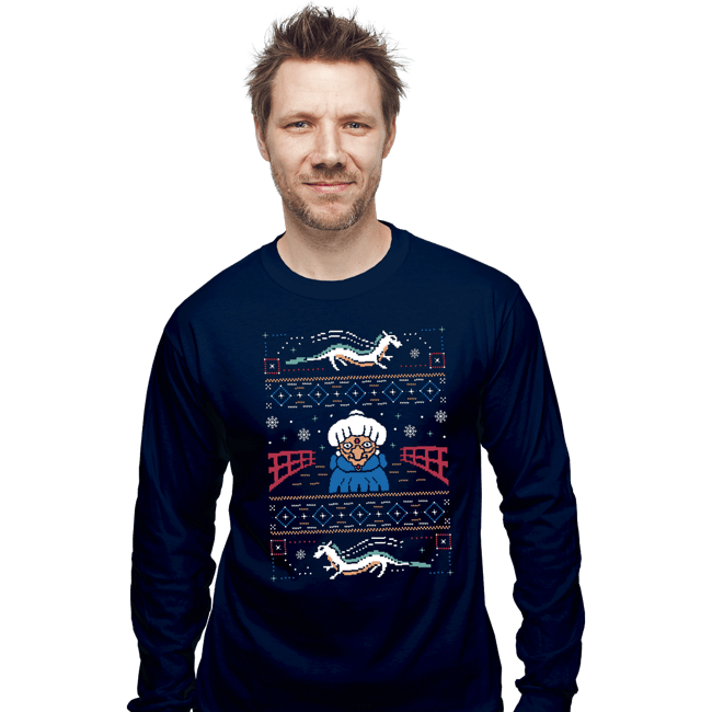 Shirts Long Sleeve Shirts, Unisex / Small / Navy Magical Japanese Folk Christmas Sweaters