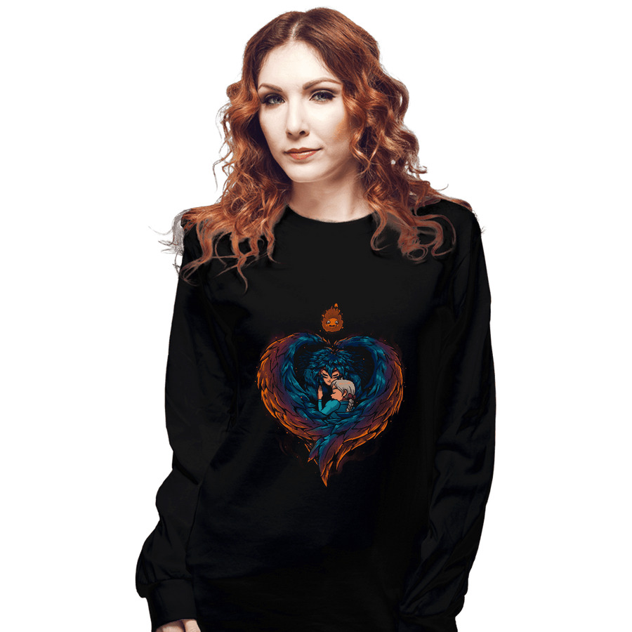 Shirts Long Sleeve Shirts, Unisex / Small / Black Heart On Fire